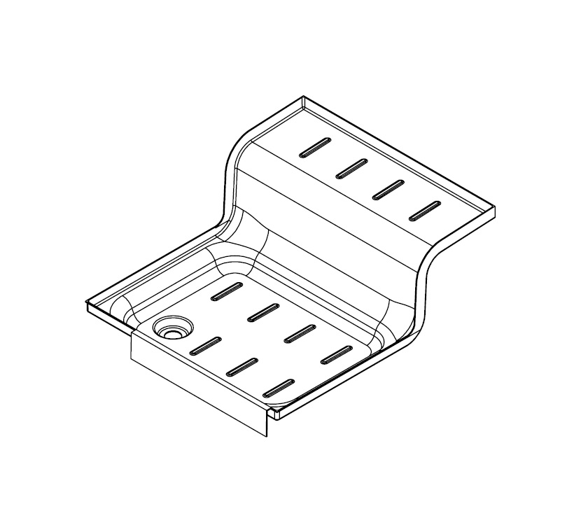 Mid Washroom Shower Tray w/ Door Trim - Grey
