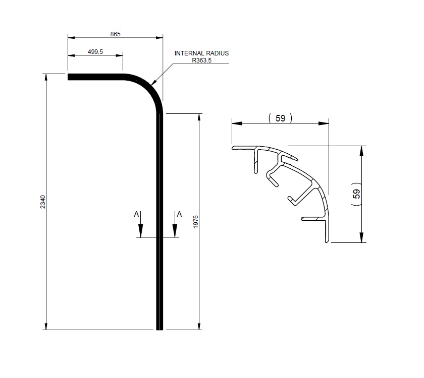 EV1 O/S/R Formed Awning Rail