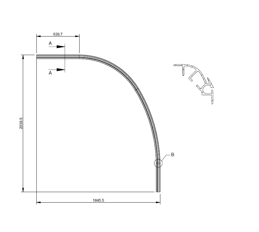 UN5 Front Curved O/S Awning Rail