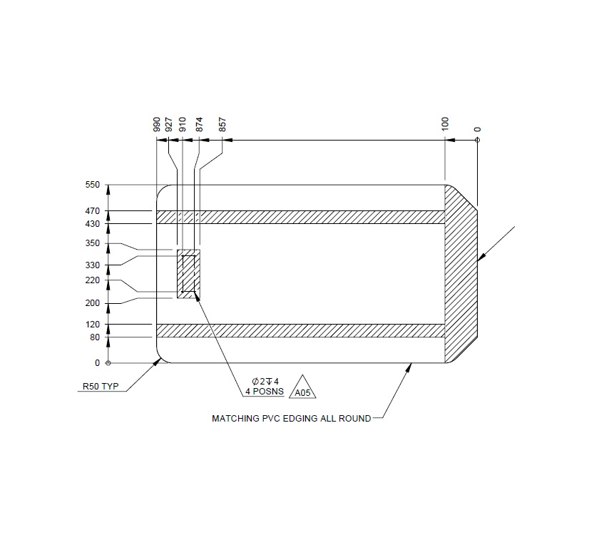 AH2 75-4 O/S Dinette Table Top (Revision A05)
