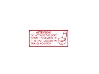 FRONT BUNK SEAT LOCKED IN TRAVEL LABEL 105x45mm