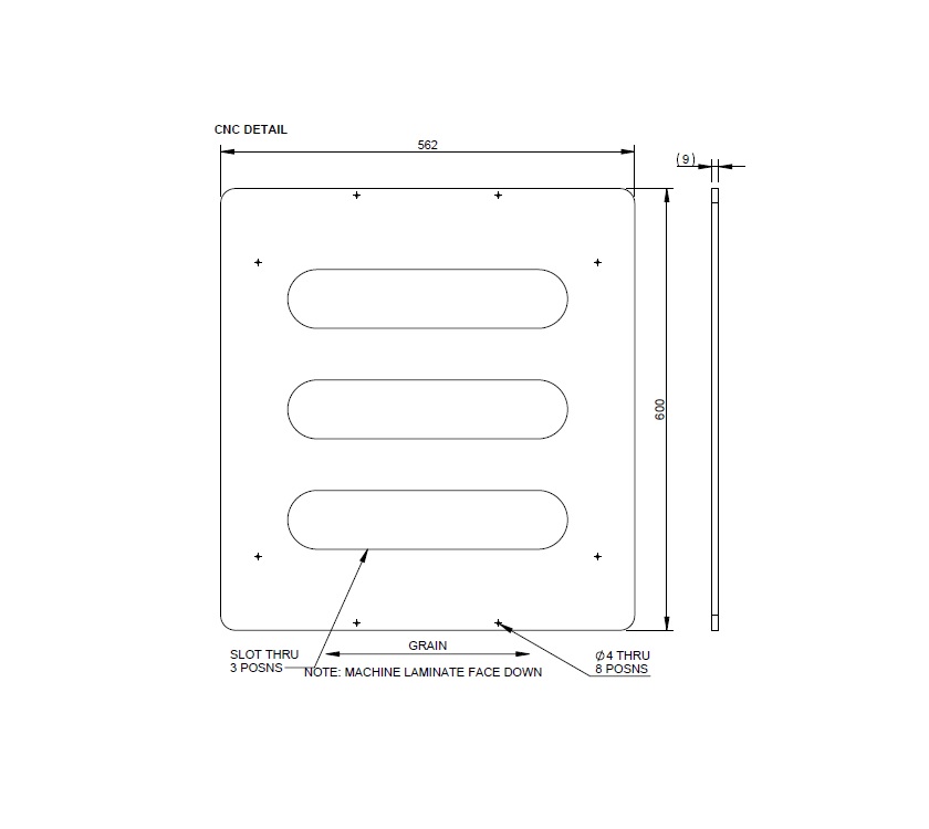 AG2 Bunk Corner Base Slat 600x562x9mm (used on both N/S and O/S) x1