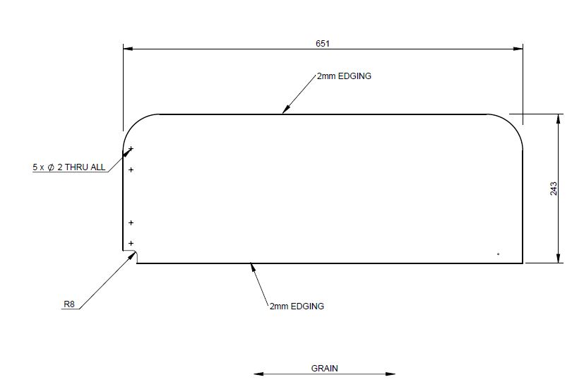 EV1 75-4DL Fall Out Board Front - Popper