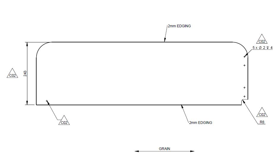 EV1 75-4DL Fall Out Board Front O/S - Popper