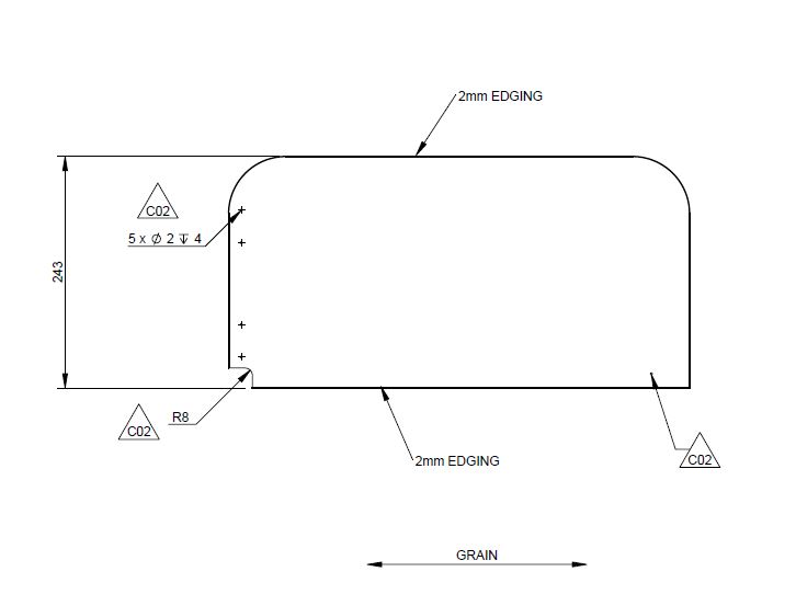 EV1 75-4DL Fall Out Board Front N/S - Popper