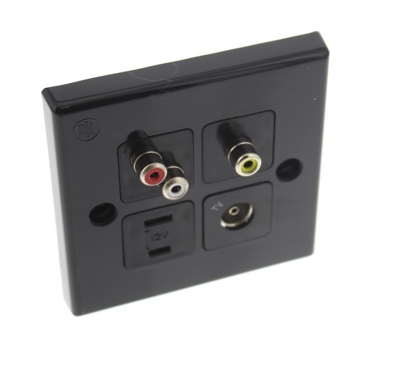 Black Single Socket 12V / Co-Ax / Phono 