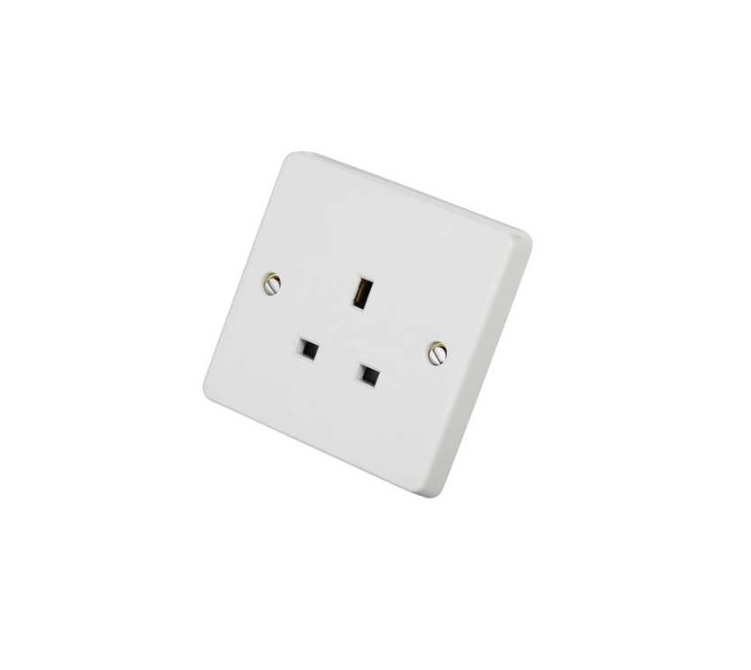 White 230v Unswitched Mains 3 Pin Socket