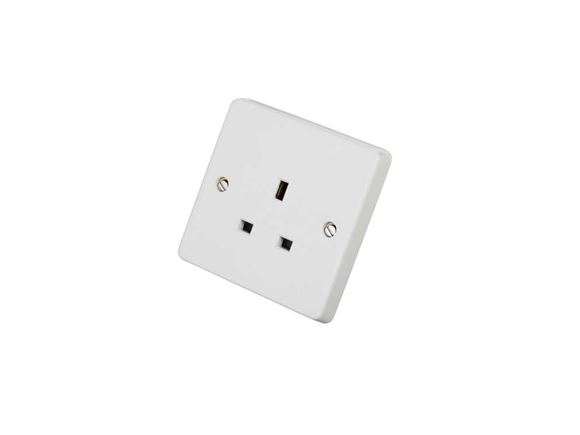 White 230v Unswitched Mains 3 Pin Socket product image
