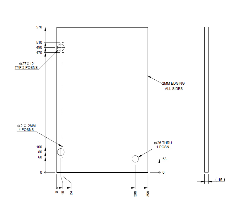 PS6 Kitchen L/H Cupboard Door 570x358x15mm (A05)