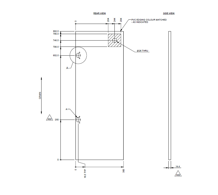 AG1 Kitchen Cupboard Door 802x300mm (Rev A02)