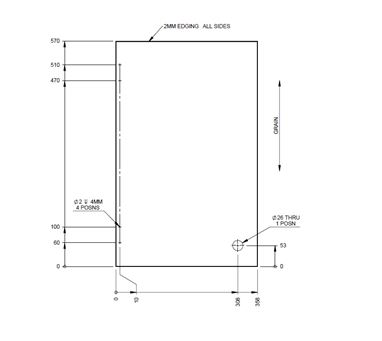 PX1 Kitchen L/H Cupboard Door 570x358x15mm (A03)