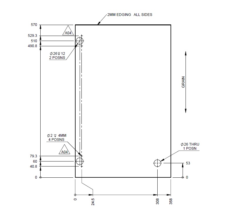PX1 Kitchen L/H Cupboard Door 570x358x15mm (A04)