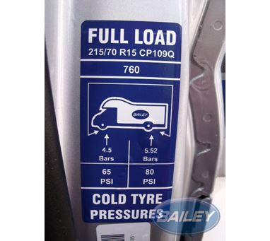Approach 760SE Tyre Pressure Label