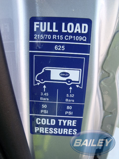 Approach 625SE Tyre Pressure Label
