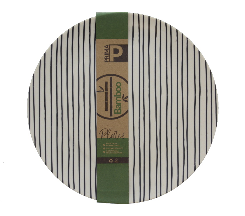 Bamboo Small Plate Set - black stripes