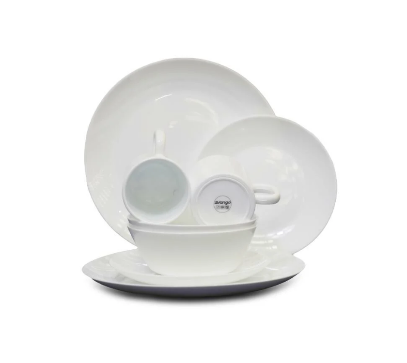 cb2 white plate set for