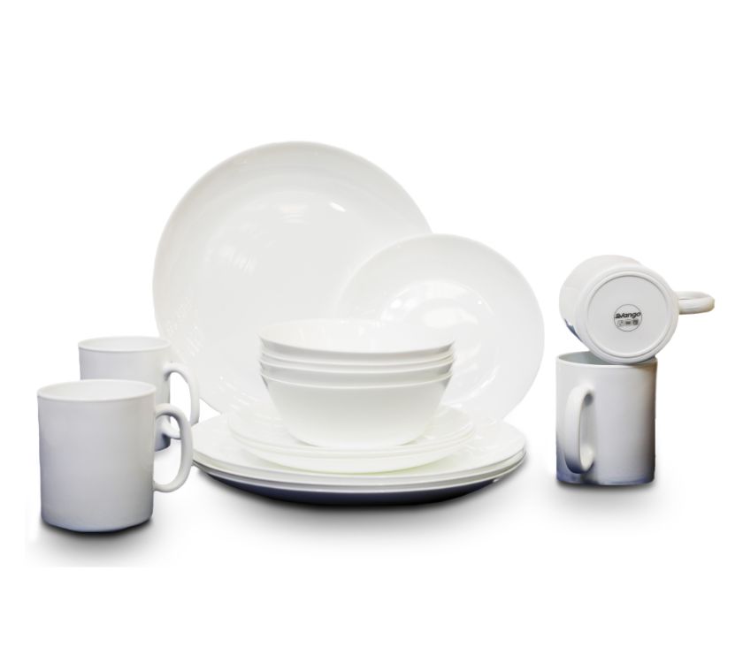 Vango Opal Dining Set 16 Piece - Durable Tempered Glass for Camping 