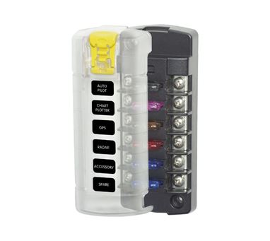 Blue Sea Fuse Block - 5035 6 Independent Circuits with Cover