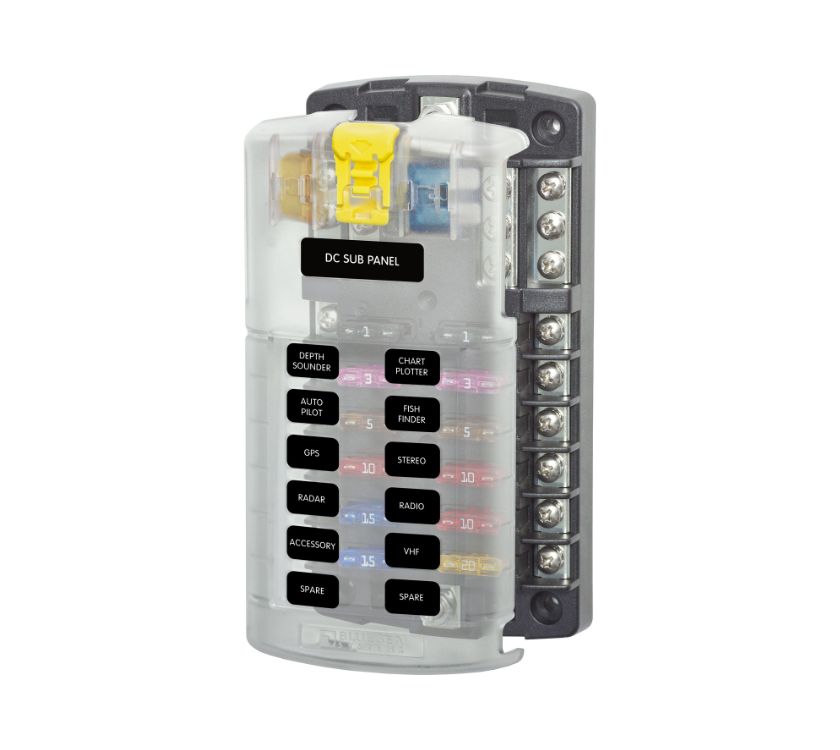 Blue Sea Fuse Block - 5026 12 Independent Circuits with Cover