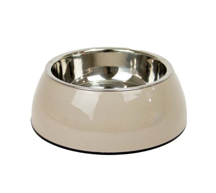 Large Dog Bowl - Oatmeal with Stainless Steel Bowl