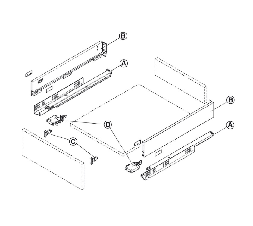 MX SLIM A - SIDES AND RUNNER KIT 89x350mm - GREY