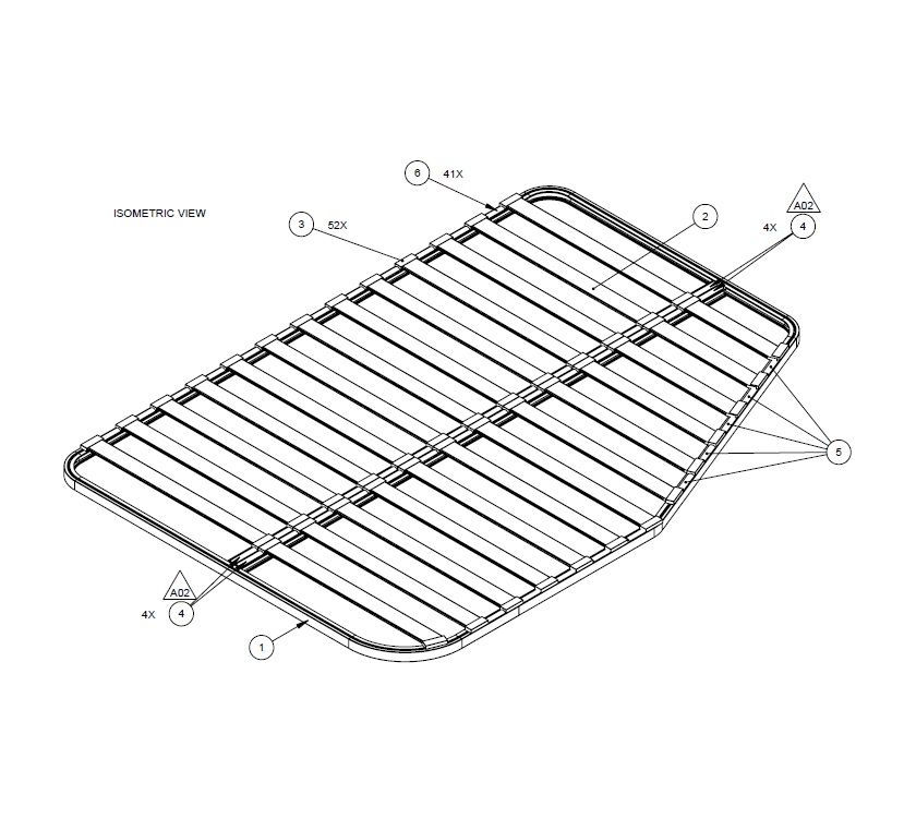 DY1 D4-4 Fixed Bed Frame & Slats Assembly