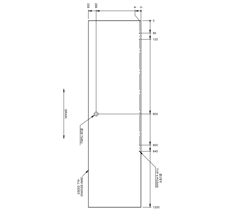 Read more about AE2 Wheelbox Robe Door 1200x338x18mm (Rev A01) product image