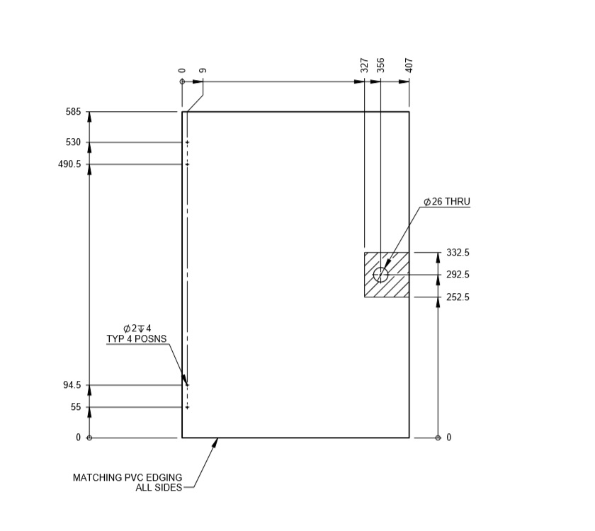 PS6 Mid Washroom Cupboard Door 585x407x15mm (A05)