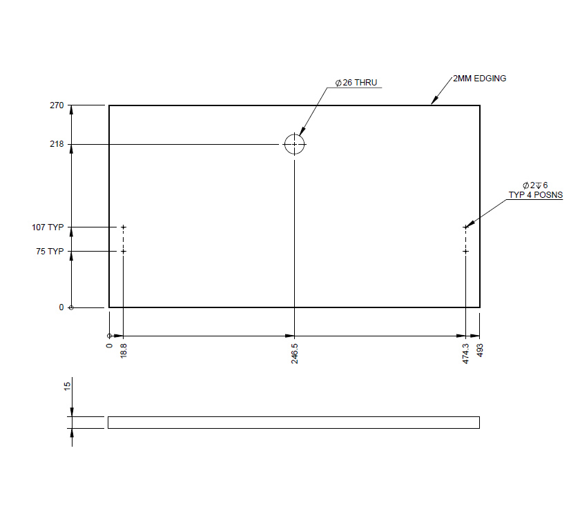 AL1 66-2 Sideboard Drawer Front 493x270x15mm
