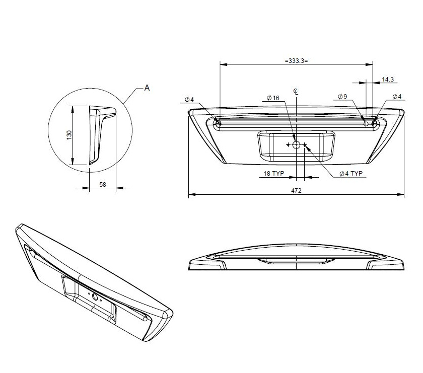 AH3 STD Reversing Camera and Upper Brake Housing
