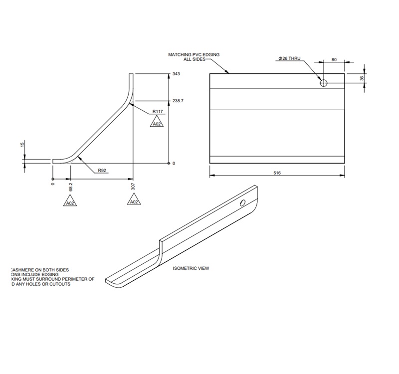 AH3 STD O/S Rear TC Vanity Unit Door (Revision 2)