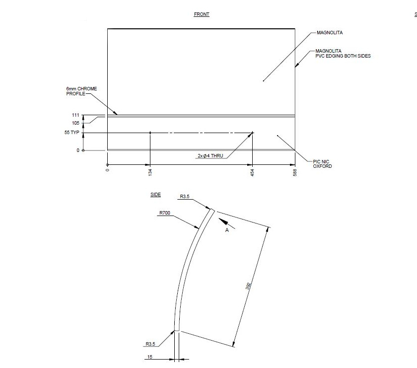 UNB Curved Locker Door 588mm
