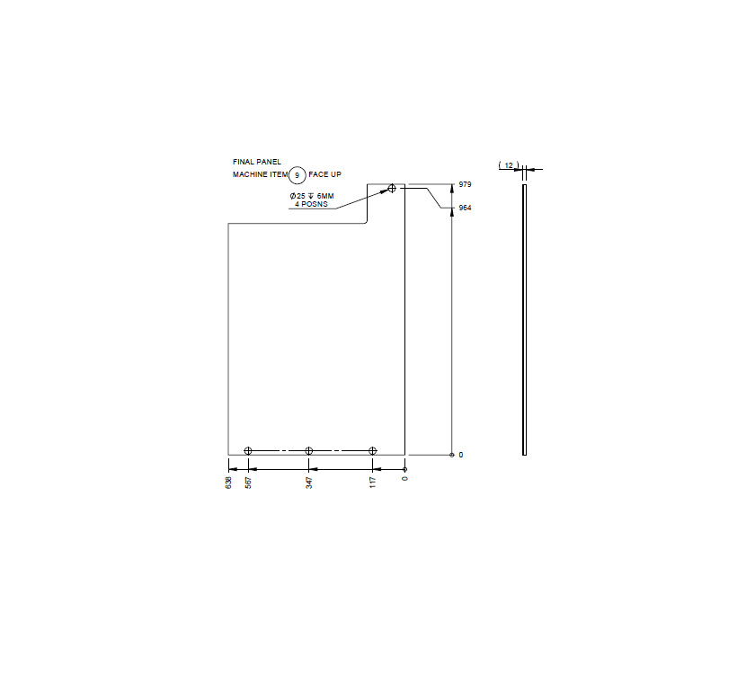 DY1 D4-4 Gas Box Sideboard R/H End Panel