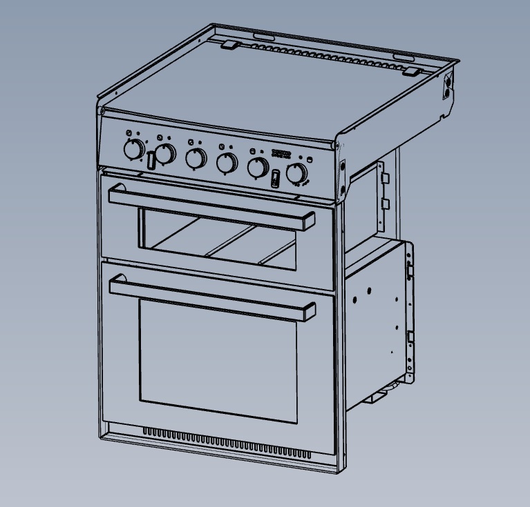 Thetford K1520 4 Burner Cooker - Black Hob Top