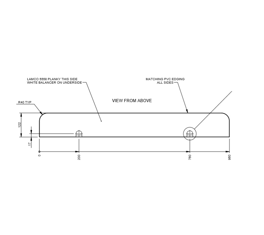 AG1 Folding Table Top Side 960x122mm (Rev A01)