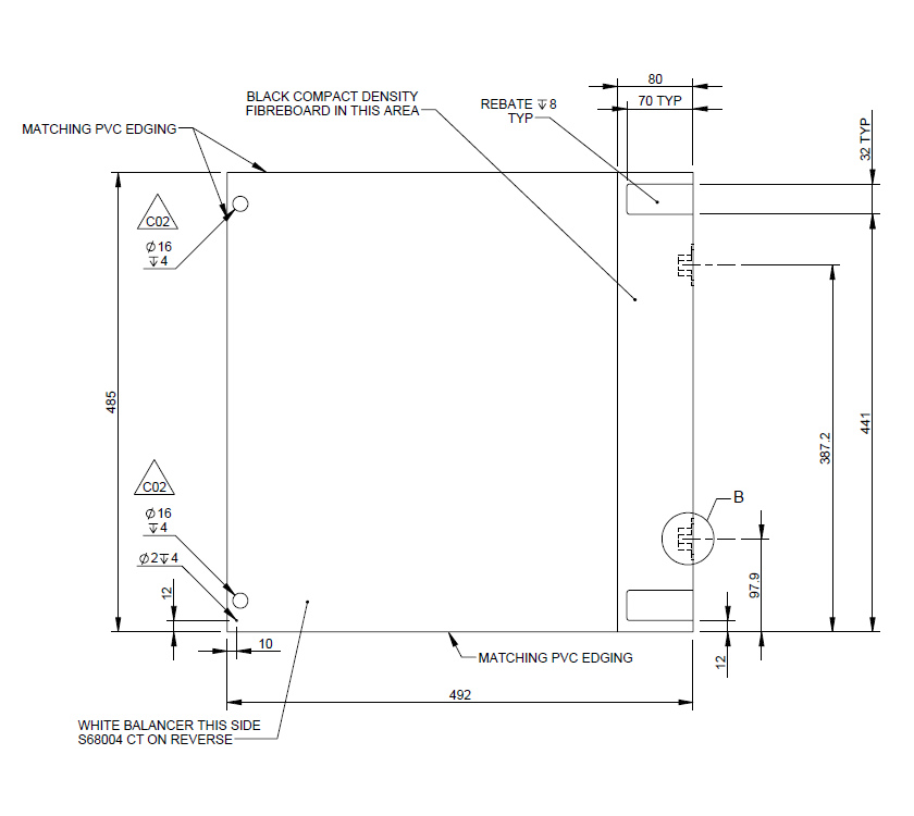 PX1 PS6 Kitchen Worktop Oven Cover Flap (Rev C02)