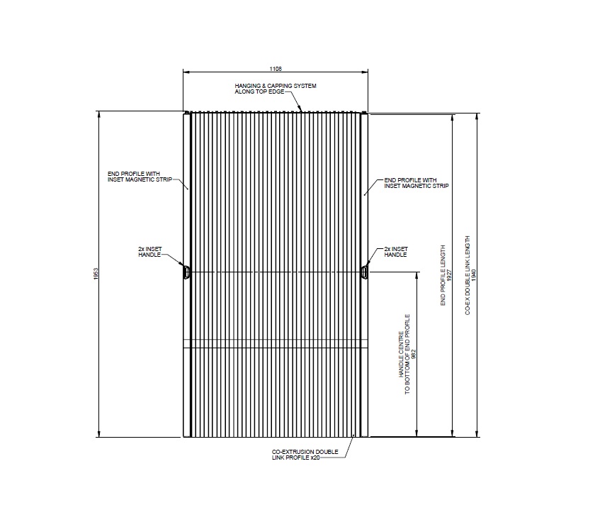 ER1 Endeavour B62 Washroom/Shower Tambour Door Grey - 1953x1108mm