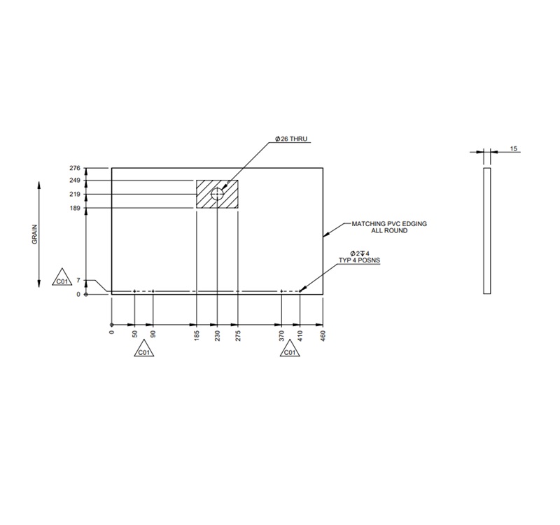 AG1 STD N/S Front Bunk End Door 460 x 276mm  C01