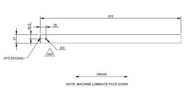 Read more about UN5 STD MID WASHROOM SLIDING DOOR SPACER FOOTER REVISION A02 (37mm wide, to suit 19mm sliding door) product image
