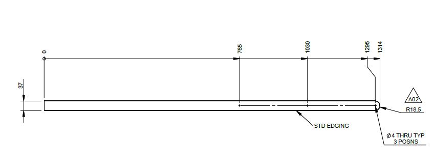Read more about UN5 STD BEDROOM SLIDING DOOR HEADER REVISION A02 (37mm wide, to suit 19mm sliding door) product image