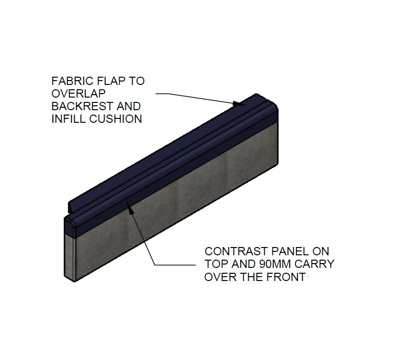 ER1 Endeavour B62 O/S Backrest & Fold Out Bed Infill Cushion 1380x350/550x75mm - Apollo