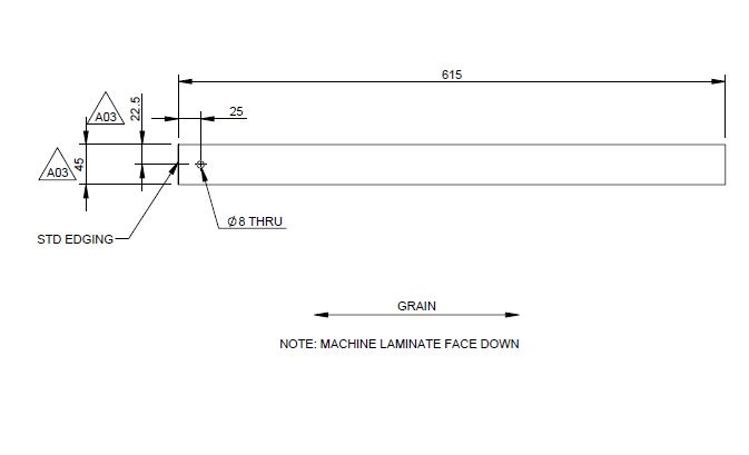Read more about UN5 MID WASHROOM SLIDING DOOR SPACER FOOTER REVISION A03 (45mm wide, to suit 26mm sliding door) product image