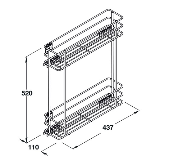 Read more about HAFELE Pull Out 2 Tier Wire Storage Unit for 150mm cabinet width, L/H, Full Chrome - 520mm H x 437mm D x 110mm W product image