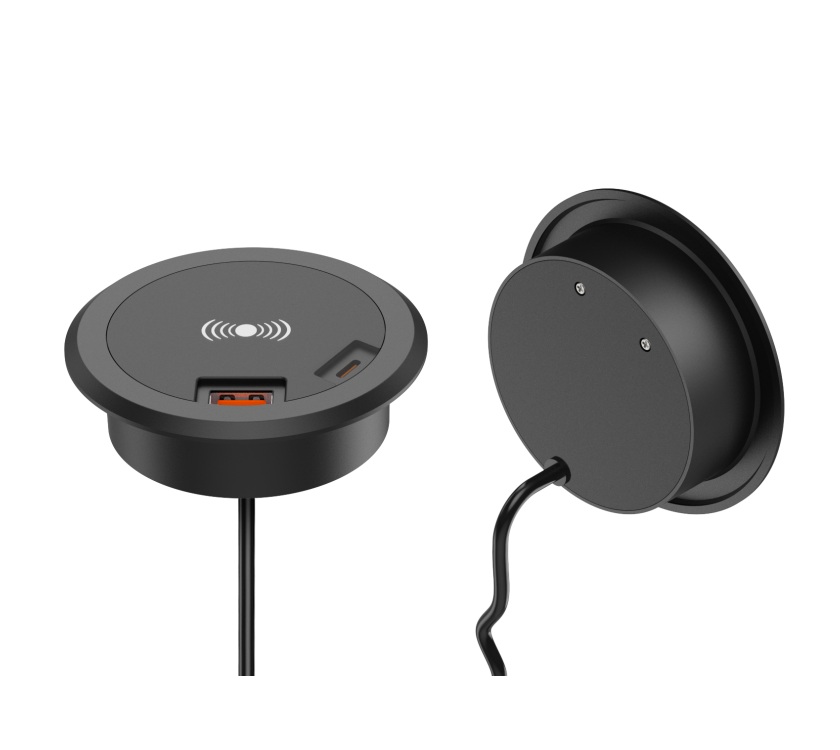 12V 15W Wireless Charger with USB and USB C socket
