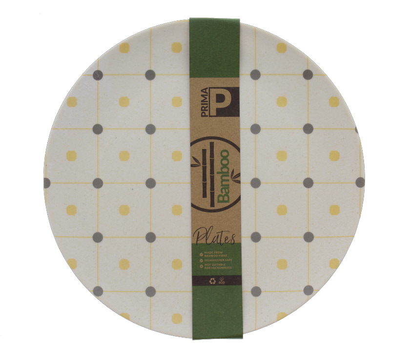 Bamboo Small Plate Set - Ochre Polka