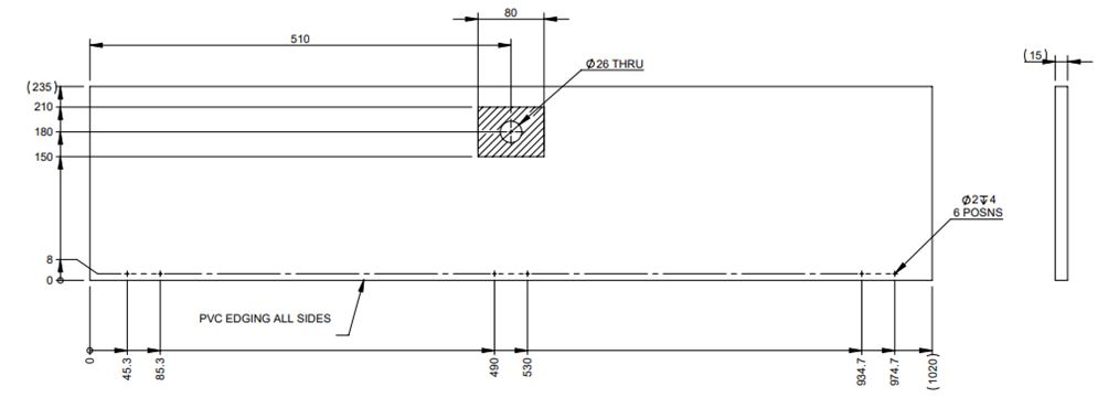 FLAT DOOR 235 X 1020 X 15 NABUCCO CHERRY