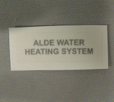 Alde Water Heating System Label