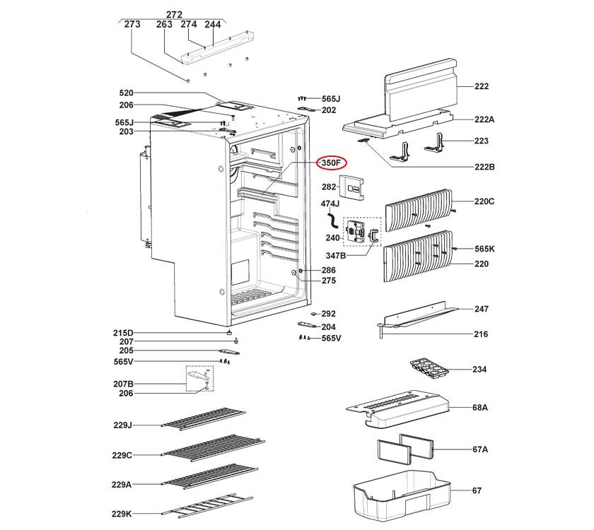 Dometic RMS8550 Fridge Cover Cable Lighting