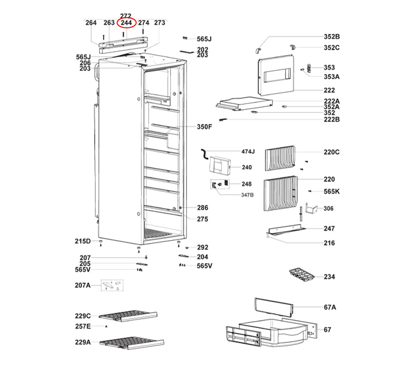 Dometic RML9330 Fridge Cover Ledge Back Upper