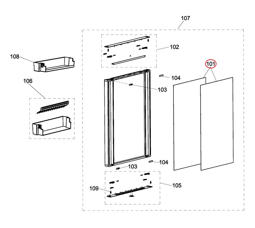 Dometic RMS10.5XS Fridge Infill Panel Gloss Black